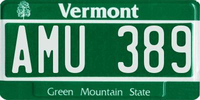 VT license plate AMU389