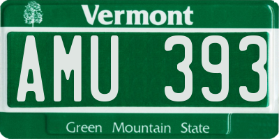 VT license plate AMU393