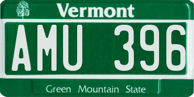 VT license plate AMU396