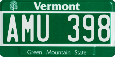 VT license plate AMU398