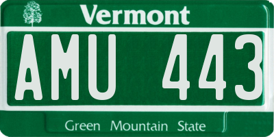 VT license plate AMU443