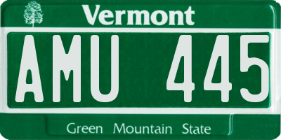 VT license plate AMU445