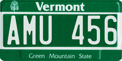 VT license plate AMU456
