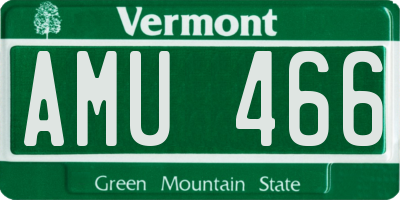 VT license plate AMU466