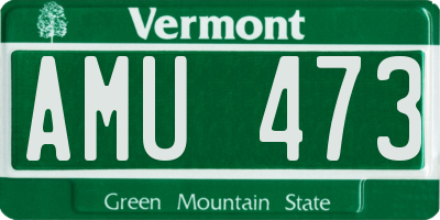 VT license plate AMU473