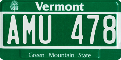 VT license plate AMU478