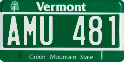 VT license plate AMU481