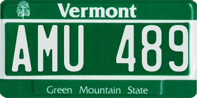 VT license plate AMU489