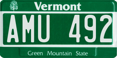 VT license plate AMU492