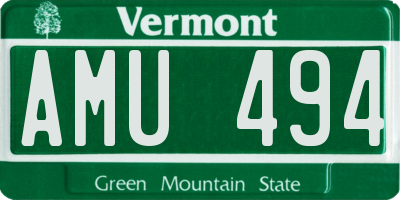 VT license plate AMU494
