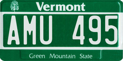 VT license plate AMU495