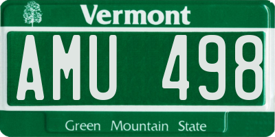 VT license plate AMU498