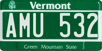 VT license plate AMU532