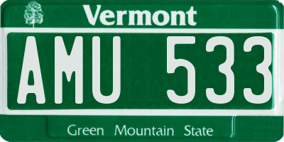 VT license plate AMU533