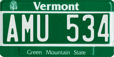 VT license plate AMU534