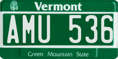 VT license plate AMU536