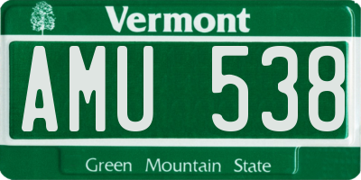 VT license plate AMU538