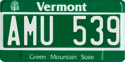 VT license plate AMU539