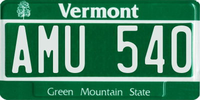 VT license plate AMU540