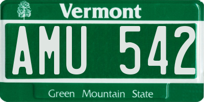 VT license plate AMU542