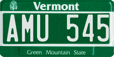 VT license plate AMU545