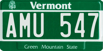 VT license plate AMU547