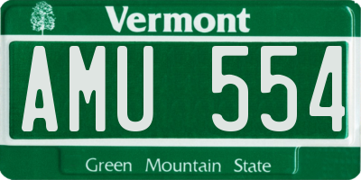 VT license plate AMU554