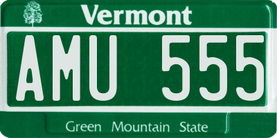 VT license plate AMU555