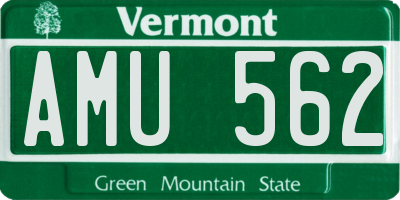 VT license plate AMU562