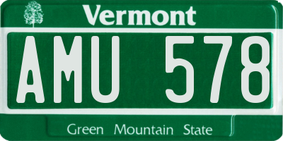 VT license plate AMU578