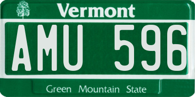 VT license plate AMU596
