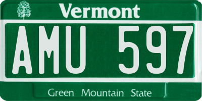 VT license plate AMU597