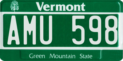VT license plate AMU598
