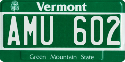 VT license plate AMU602