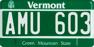 VT license plate AMU603