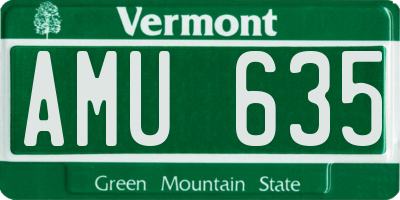 VT license plate AMU635