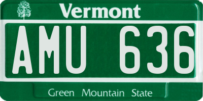 VT license plate AMU636