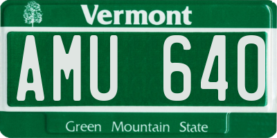 VT license plate AMU640
