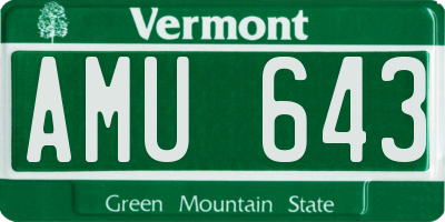VT license plate AMU643