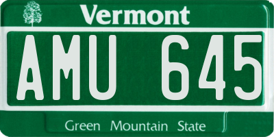 VT license plate AMU645
