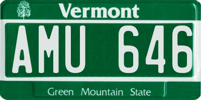 VT license plate AMU646