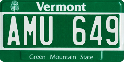 VT license plate AMU649