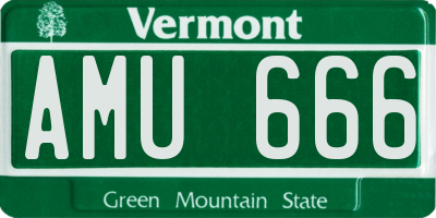 VT license plate AMU666