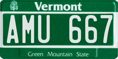VT license plate AMU667