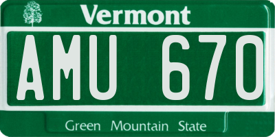 VT license plate AMU670