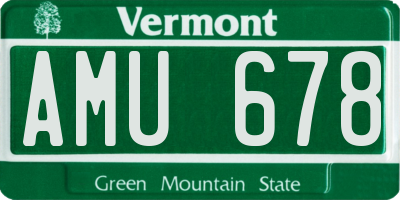 VT license plate AMU678