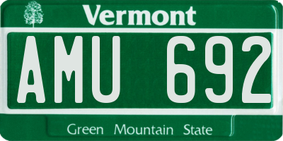 VT license plate AMU692