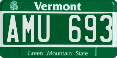 VT license plate AMU693