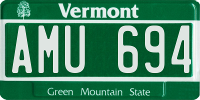 VT license plate AMU694