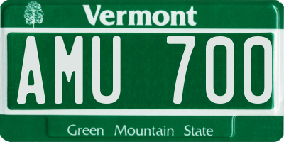 VT license plate AMU700